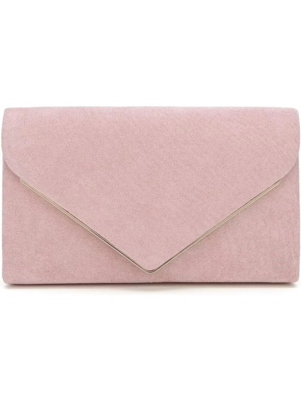 👜 Women's Pink Faux Suede Clutch Bag Elegant Metal Binding Evening Purse